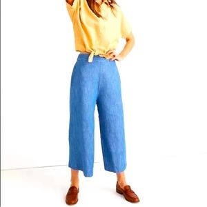 Madewell pull on Huston chambray cropped pants, size large